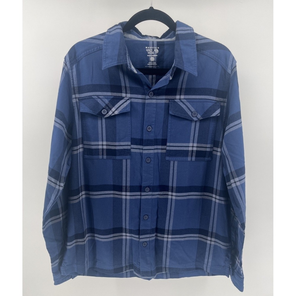Mountain Hardwear Blue Plaid Long Sleeve Flannel Size Medium